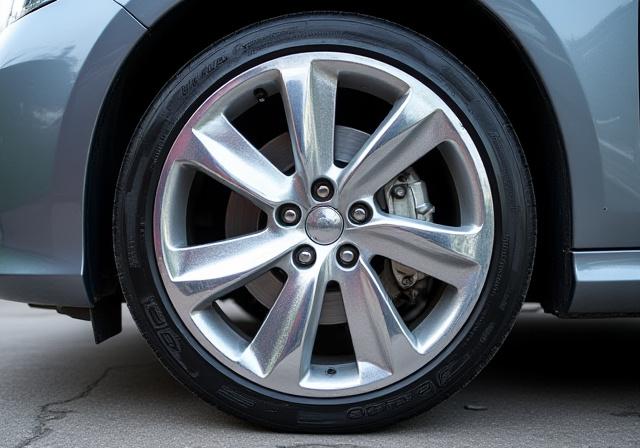 ブレーキダストで汚れたホイールが洗浄後に輝く様子（施工後）