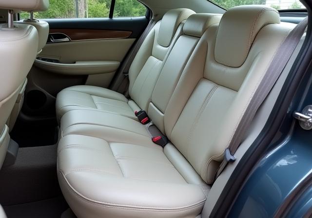 子供の食べこぼしで汚れた車の後部座席が清掃後に綺麗になる様子（施工後）